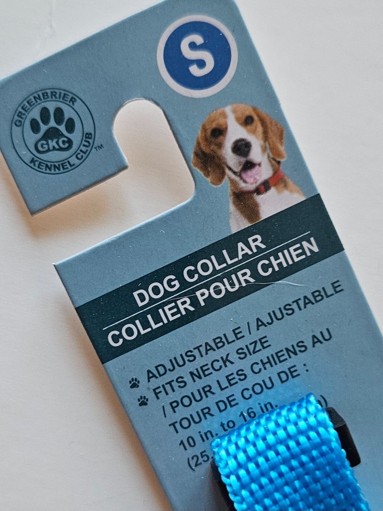 Blue Polyester Dog Collar - Size: Small / 10" - 16" / Adjustable