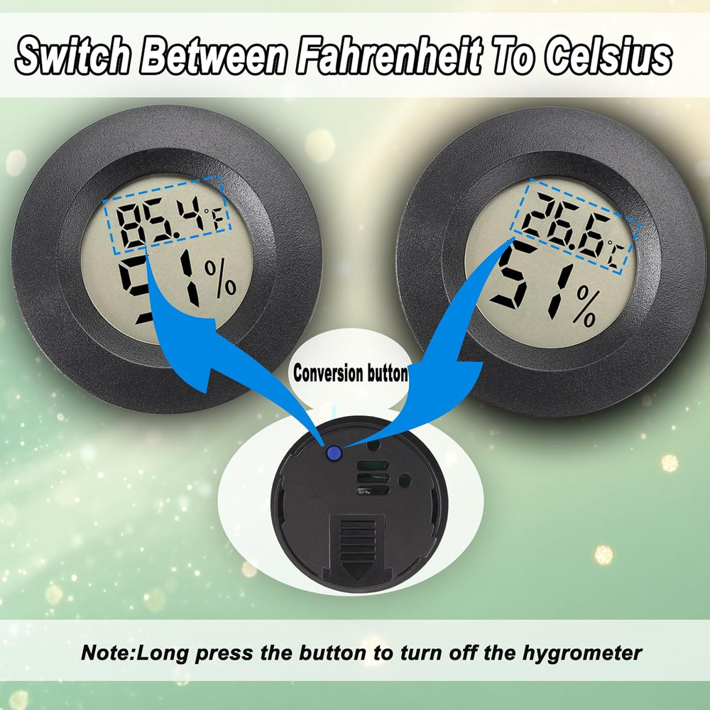 Mini Hygrometer Digital Thermometer Humidity Meter 2 Pack Black