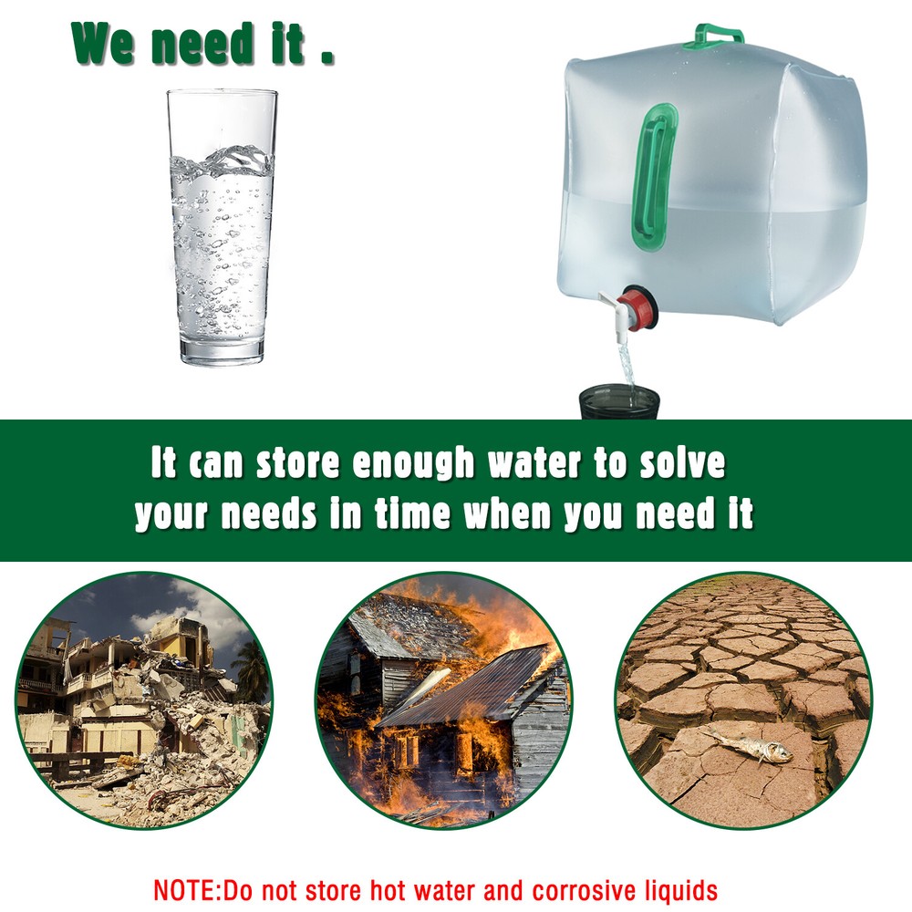 Water Storage Cube Collapsible Water Container W/Spigot Outdoors Hiking Backpack