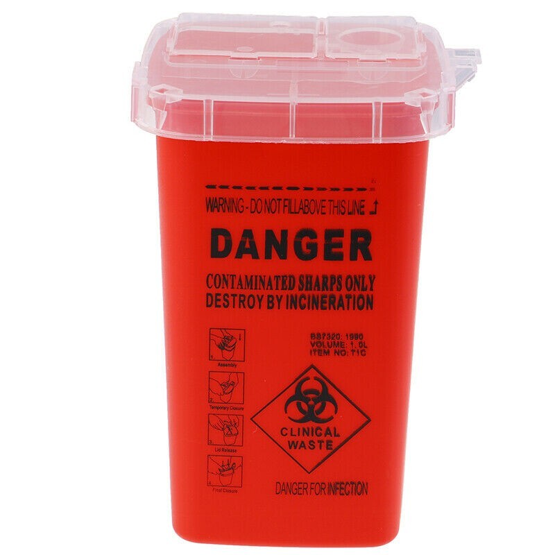 Red Tattoo Sharps Container 1L