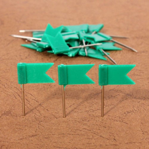 100PCS Flag Marker Shape Map Pins Cork Notice Board Push Assorted Office&Home