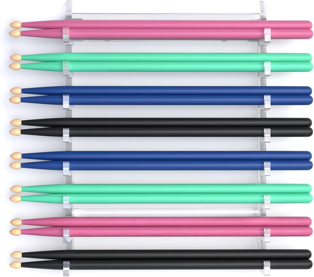 Acrylic Drumstick Display Stand for 8 Pairs, Wall-Mounted Organizer (Clear)