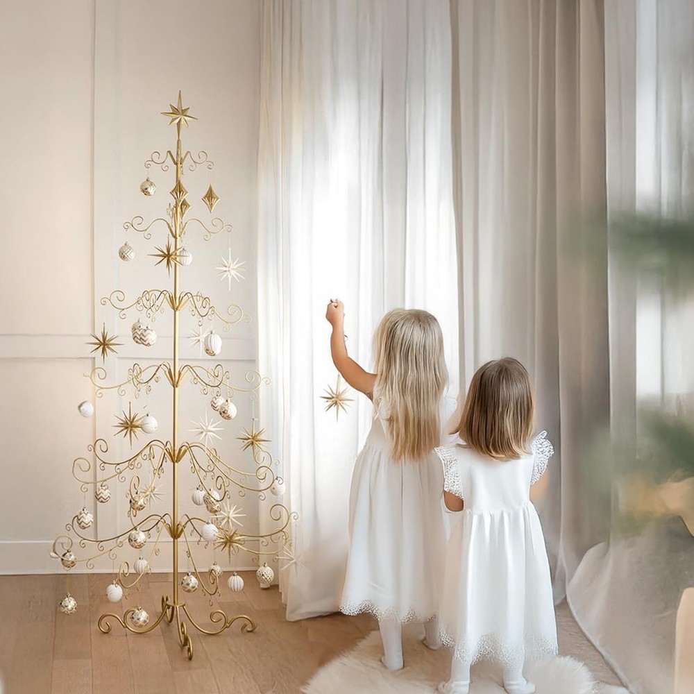 Barton 6.4, 5, 3, 2 ft Wrought Iron Ornament Display Tree Stand Rotating Tree