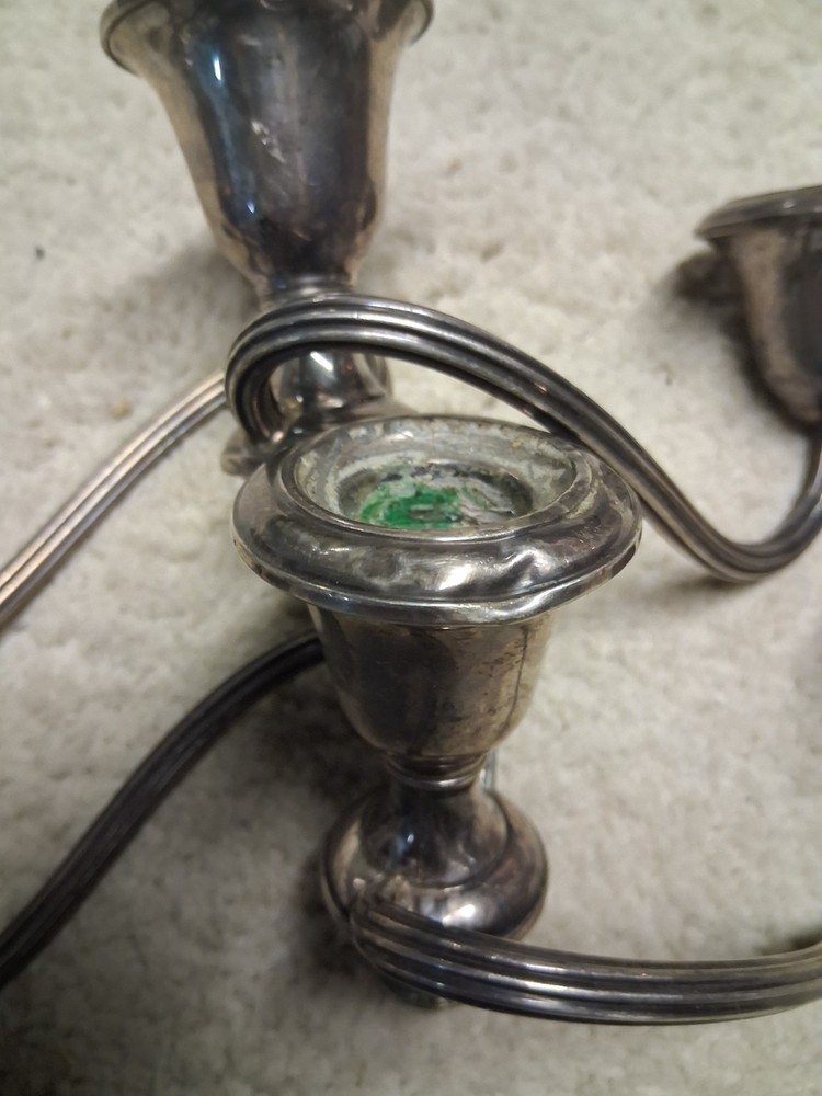 Gorham STERLING Silver 3 Light Candelabra Inserts Weighted 22oz/1.6lbs