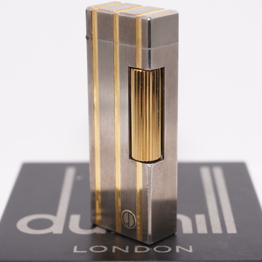 Dunhill Silver Rollagas Lighter Threes Gold Line_Ultrasonically cleaned_WORKING
