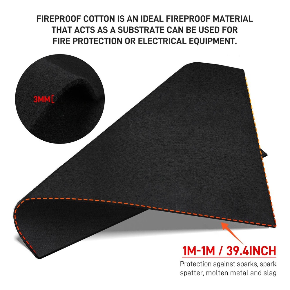 Multi-Scene Fireproof Rug Ideal for Home Kitchen & Fire Pit 40x40in