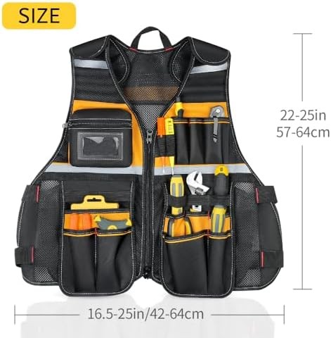 Multi Pocket Tool Vest With Reflective Strips