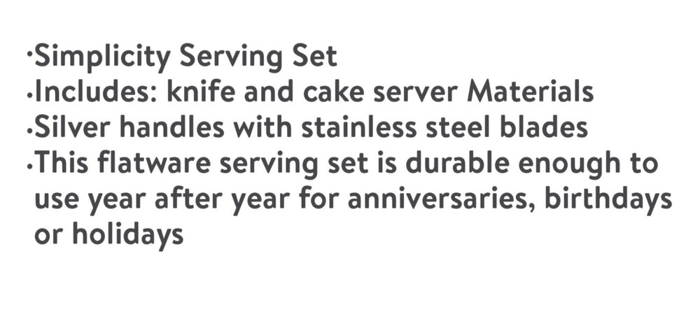 Simplicity 2pc Cake Knife & Server Set NIB Wedding Special Occasion