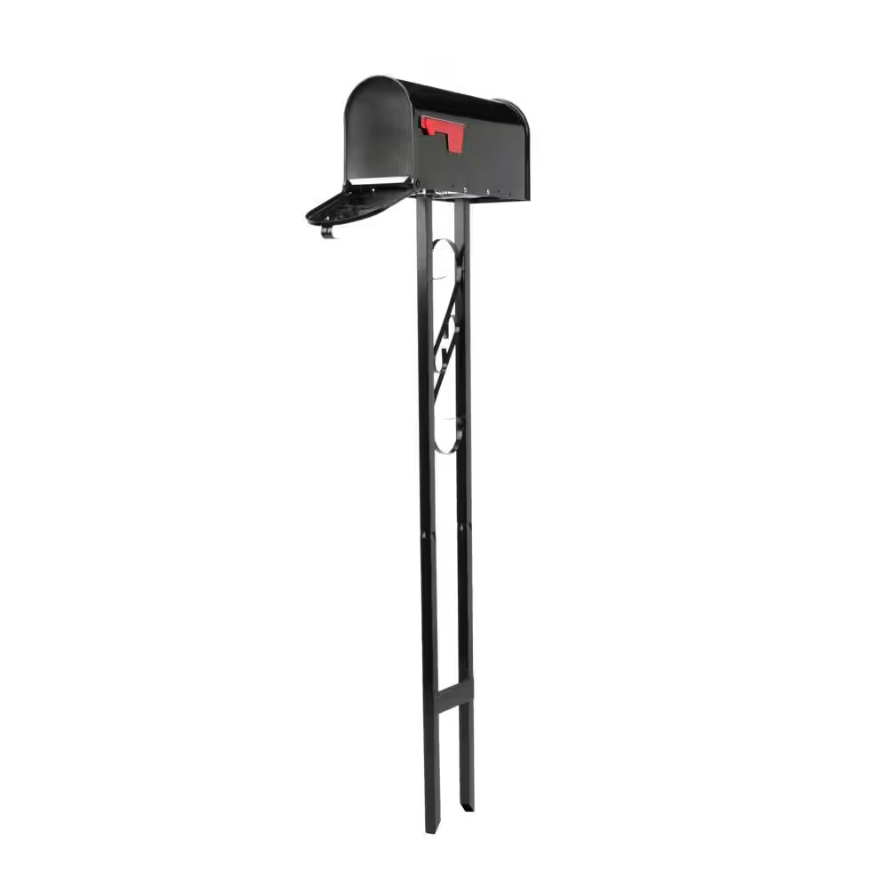 Traditional, Mailbox to Go Black, Medium, Steel, Mailbox and Post Kit