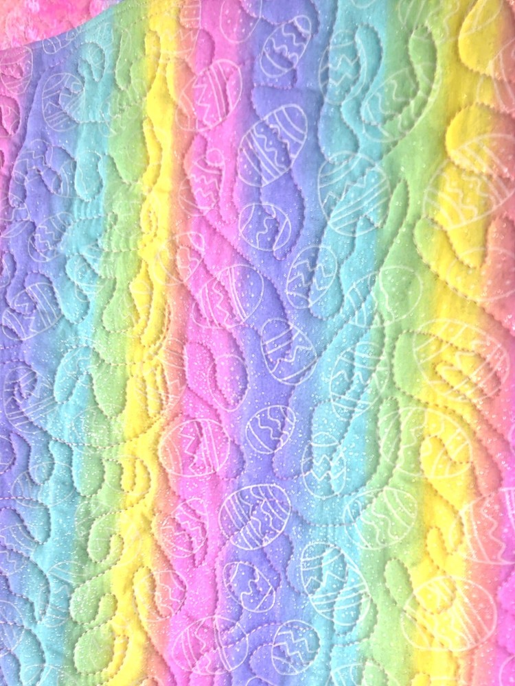 Handmade Quilted Table Runner Easter Eggs Rainbow glittered reversible bright
