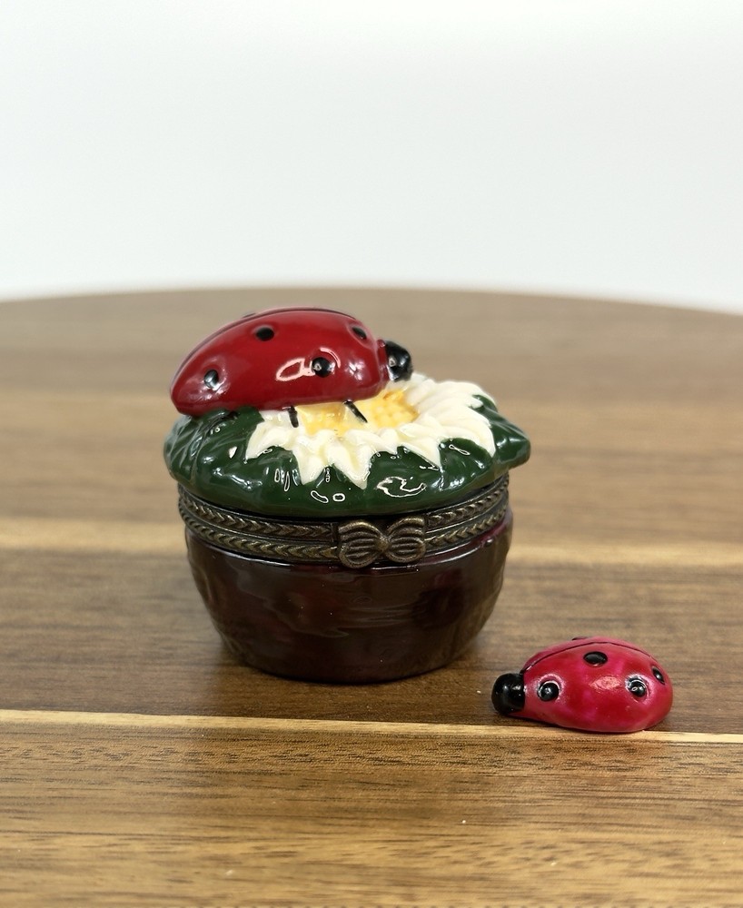 Porcelain Hinged Trinket Box Ladybug