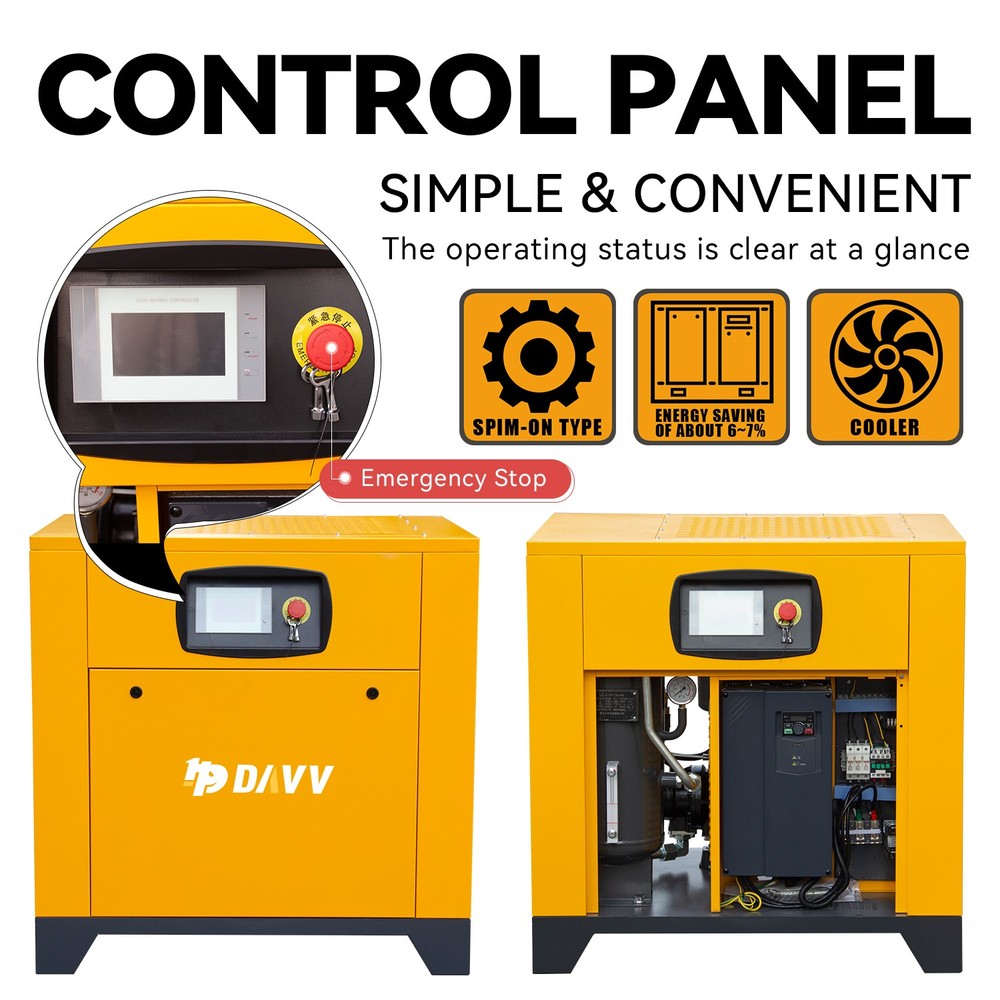 20HP 230V 1Ph/3 Ph Variable Frequency Rotary Screw Air Compressor 81CFM@115PSI