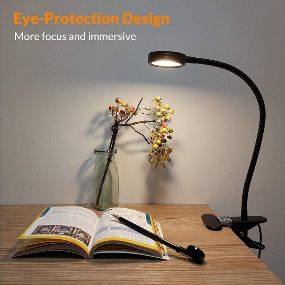 Lepower Clip On Black Flexible Small Reading Light