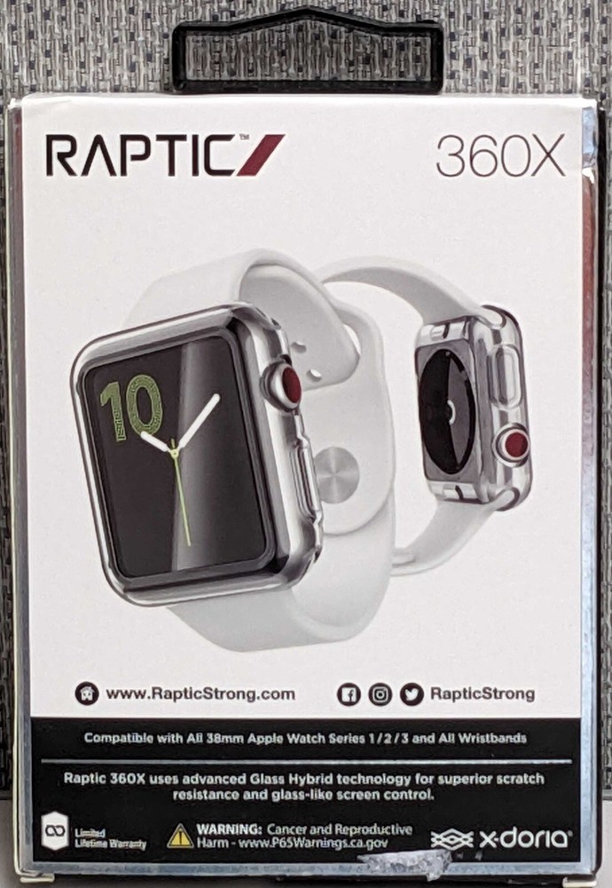 Raptic 360X Hybrid Screen Protector for Apple Watch 38mm