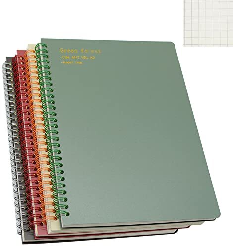 4 Pack Spiral Bound Graph Notebook Grid Paper Journal for School Office