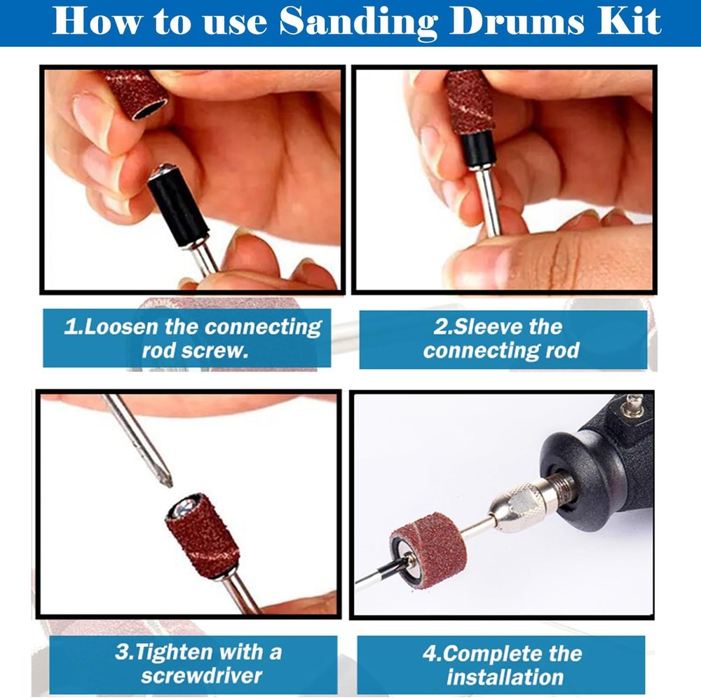 Sanding Drum Set for Dremel Rotary Tools-Includes Drum+Sanding Bits