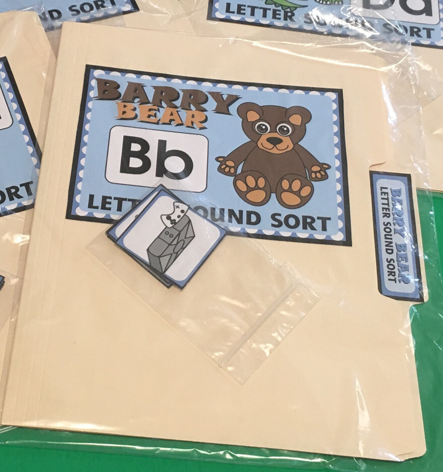 Barry Bear - Letter Bb - DIY File Folder game - Printed / Uncut