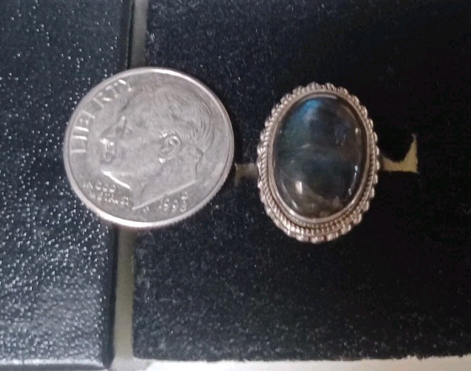 Indian Sterling Silver Labradorite Ring SZ 7 Adjustable