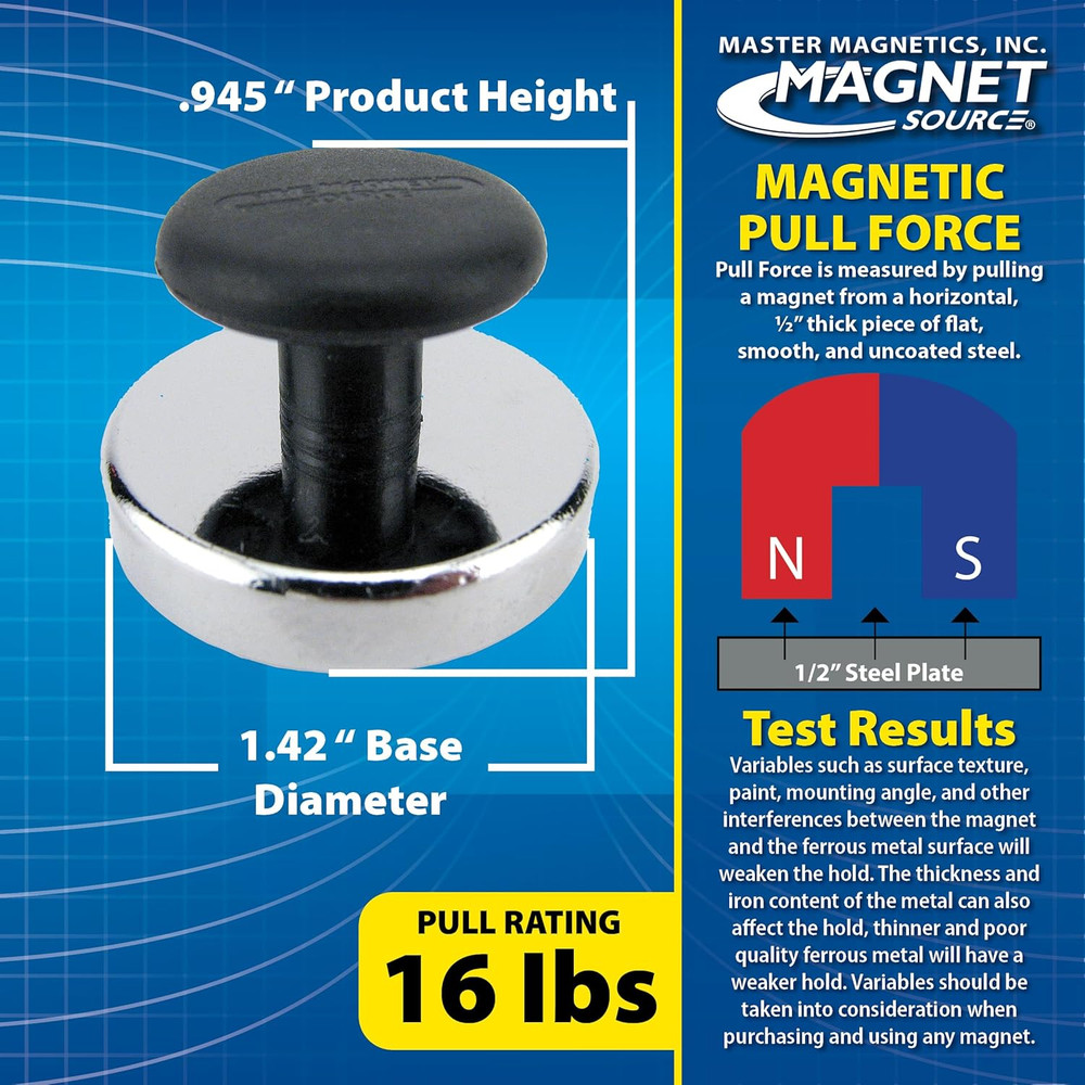 Ceramic Round Base Magnet with Knob Pack - Heavy-Duty Strong Magnets with Knobs