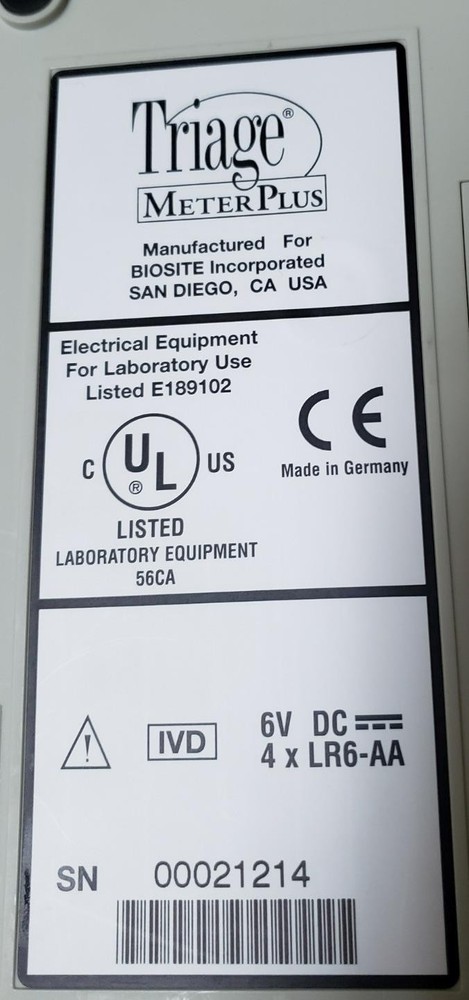 BIOSITE TRIAGE METER PLUS E189102 ! M107 I