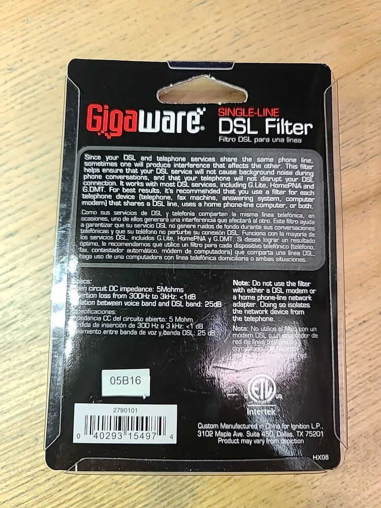 Gigaware Single-Line DSL Filter #2790101 - RadioShack