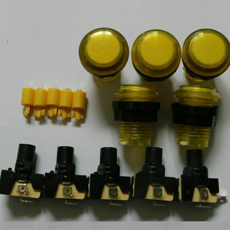 5pcs Arcade Game LED Buttons DC 5V And 12v Illuminated With Microswitch