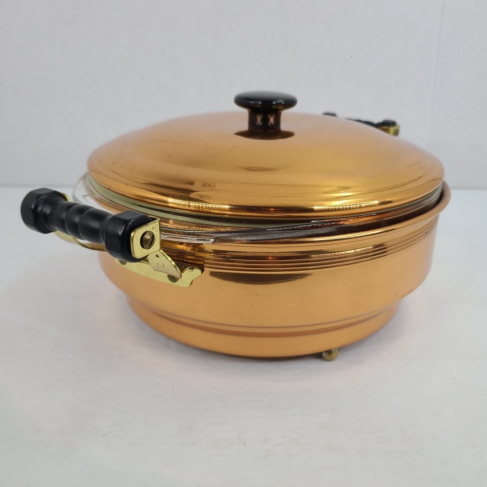 Vintage MCM Pyrex Coppercraft Guild Buffet Serving Dish Pyrex Glass Bowl 1.5 Qt
