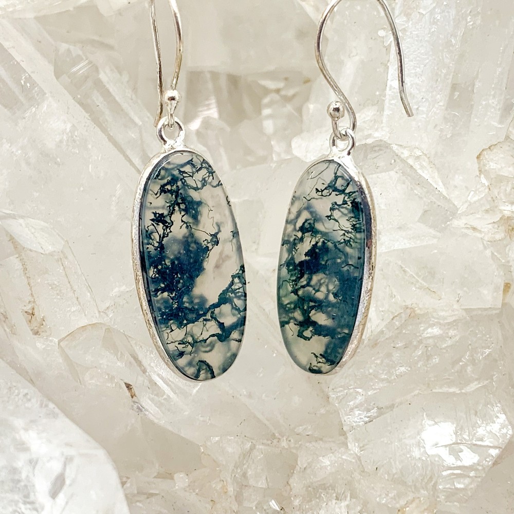 Moss Agate Earrings $85