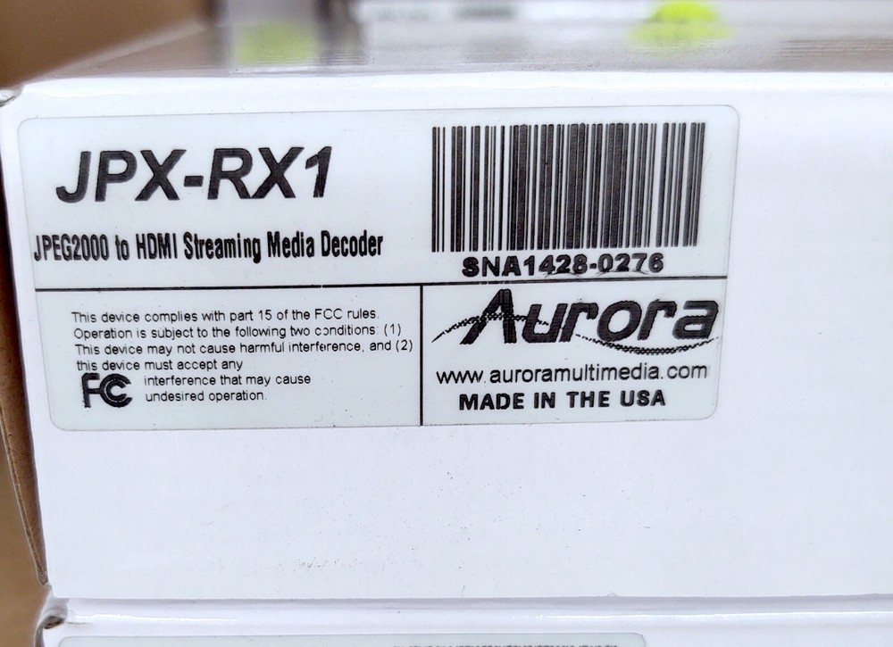 Aurora JPX-RX1 JPEG2000 to HDMI Streaming Media Decoder