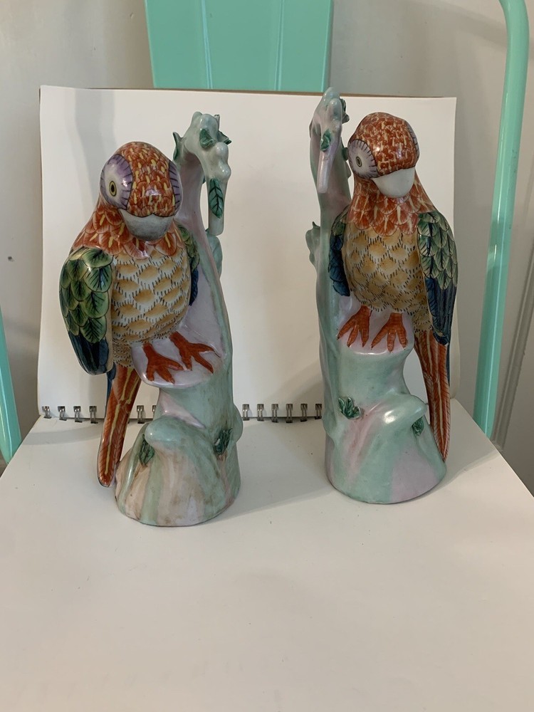 Set of 2 Vintage Parrot on Branches