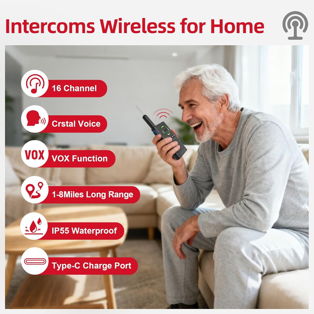 Calltou Caregiver Pager Wireless Alert Button Home Intercom System Long Range 2