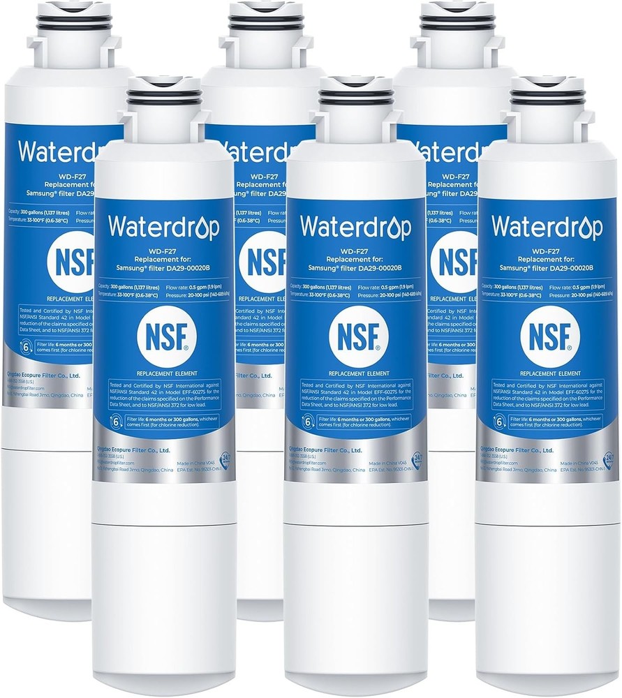 Waterdrop DA29-00020B replacement for Samsung® Refrigerator Water Filter, 6 Pack