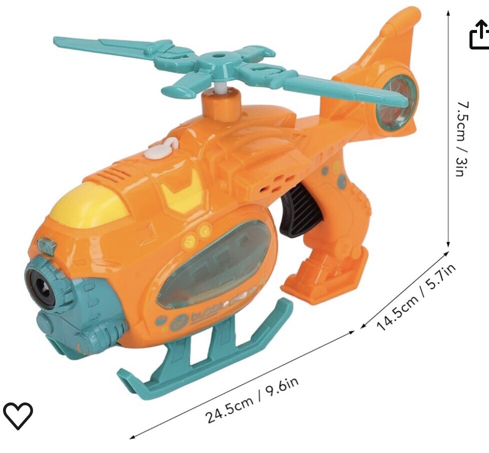 Bubble Blowing Toys Helicopter Shape Light Battery Powered
