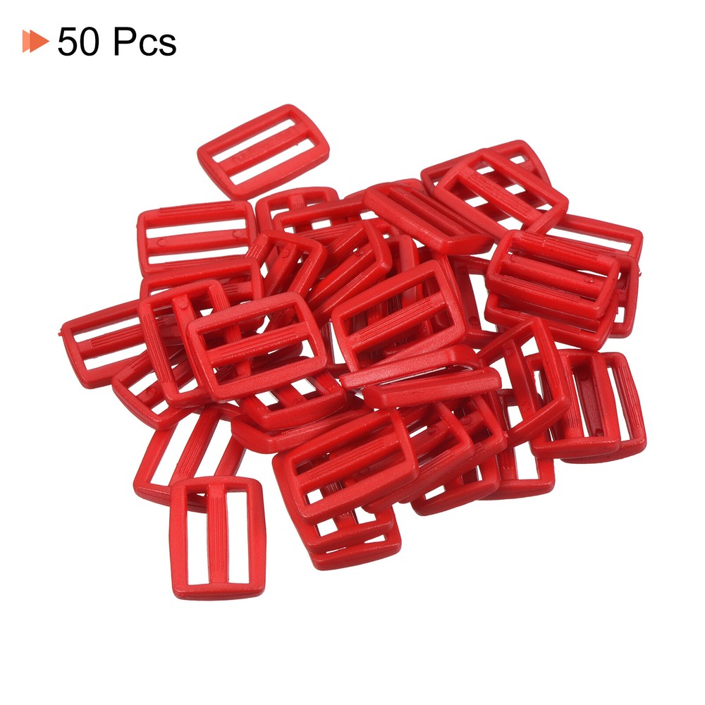 3/4 Inch Tri-Glide Slide Buckles, 50 Pack Webbing Strap Fastener, Dark Red