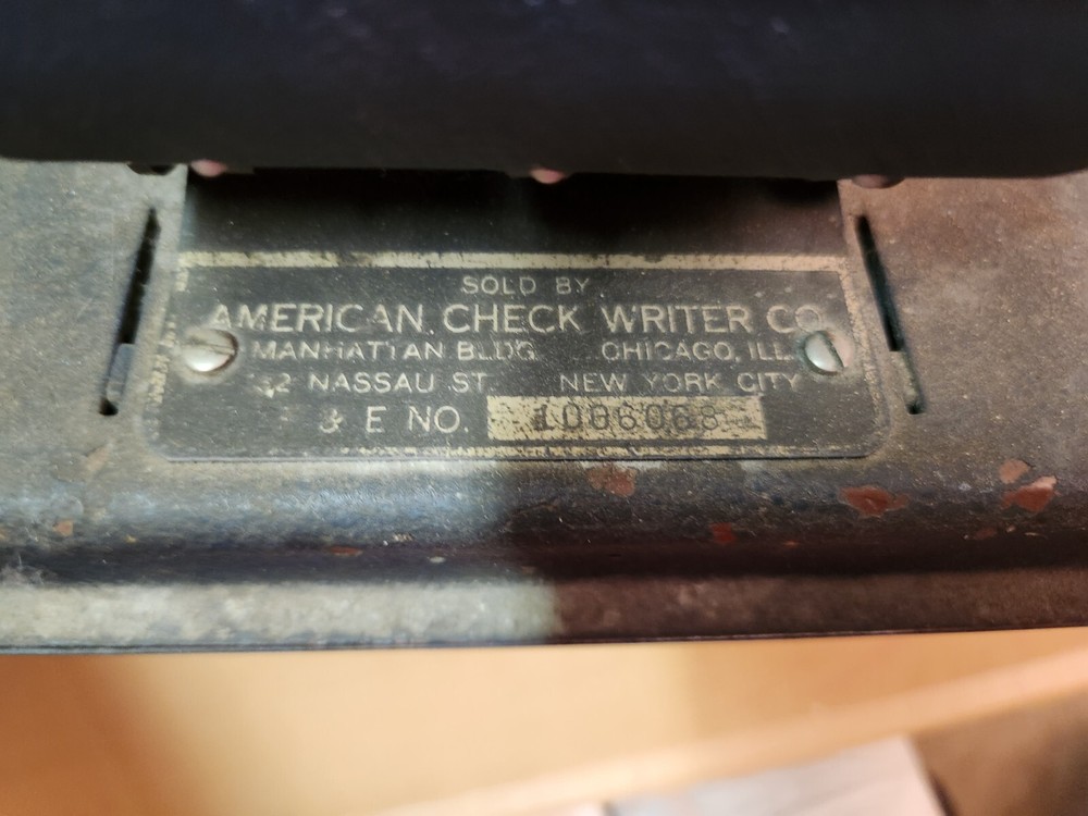Vintage American Check Writer Co Rare Lightning Model Flat Knobs Handle USA Proj