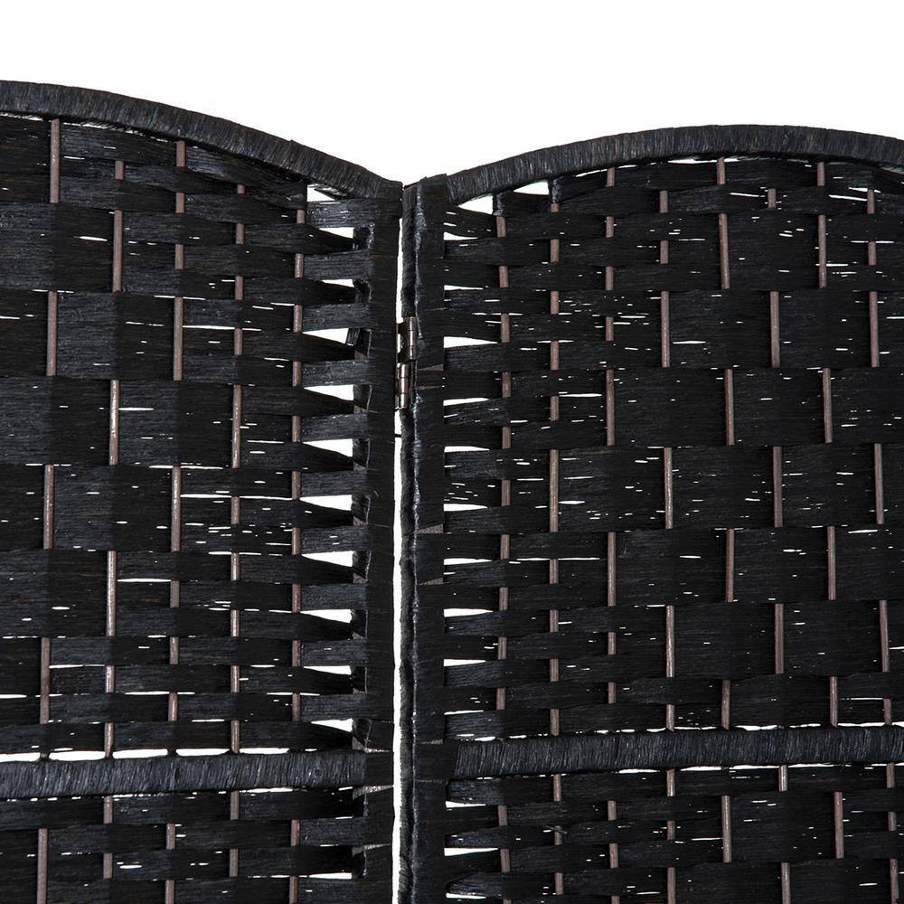 6 Ft Tall Black Wicker Weave 4 Panel Room Divider Privacy Screen