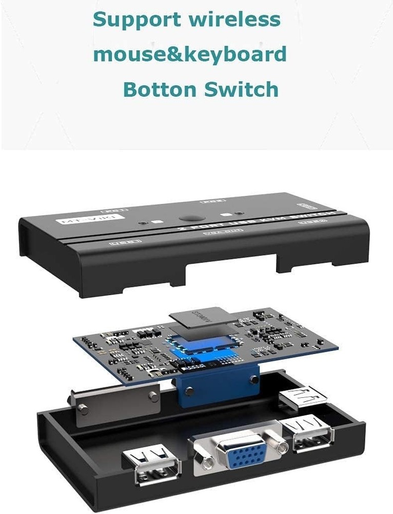 User-Friendly 2-Port USB VGA KVM Switch for Seamless Computer Sharing Experience