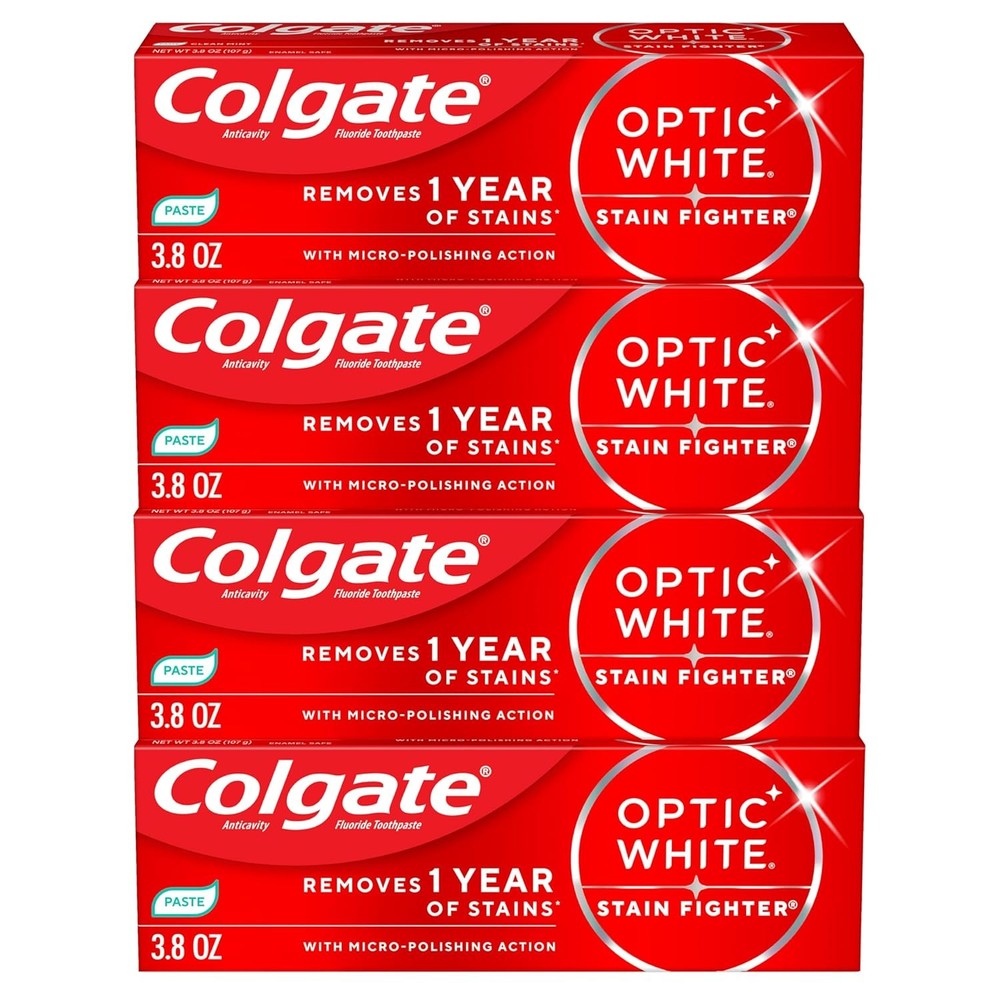 Colgate Optic White Stain Fighter Clean Mint Paste Teeth Whitening Toothpaste, 4