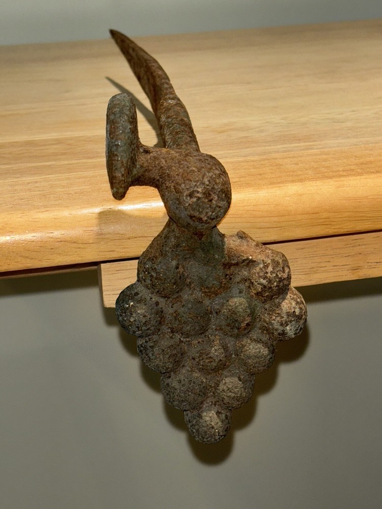 Antique Iron Grape Pattern Shutter Dog, Vineyard or Garden Spike