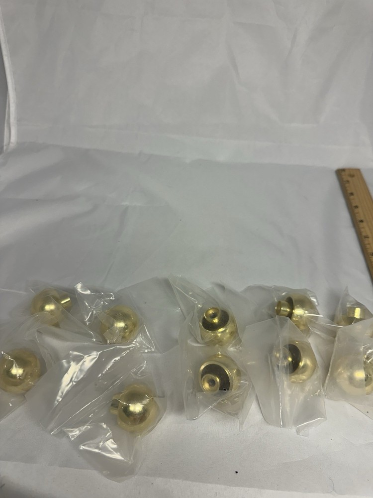 NOS Solid Brass Mushroom Knobs 10 PCS Cabinet Drawer Pulls Hardware