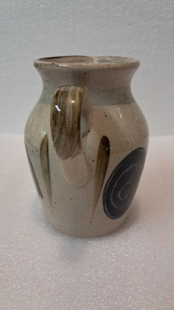 Vintage Handpainted Small Stoneware Pitcher With Handle