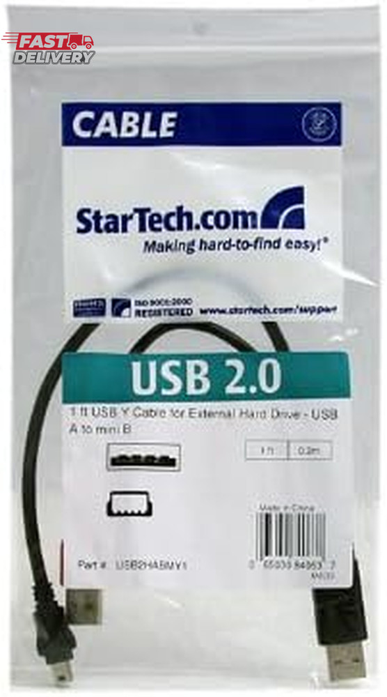 Startech.Com 1 Ft USB Y Cable for External Hard Drive - USB a to Mini B - USB Ca