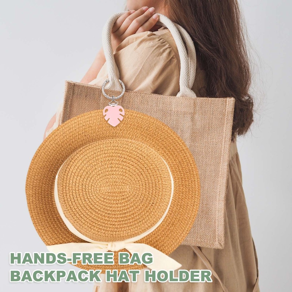 Hat Clip for Travel on Bag, Bag Backpack Hat Holder, White Leaf