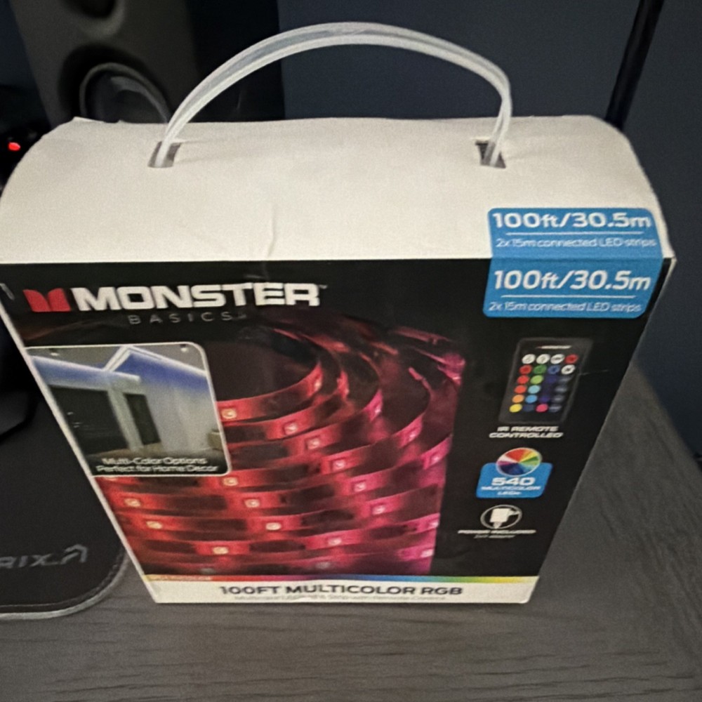 Monster 100ft Multicolor RGB LED Light Strip, 540 LEDs, Remote Control