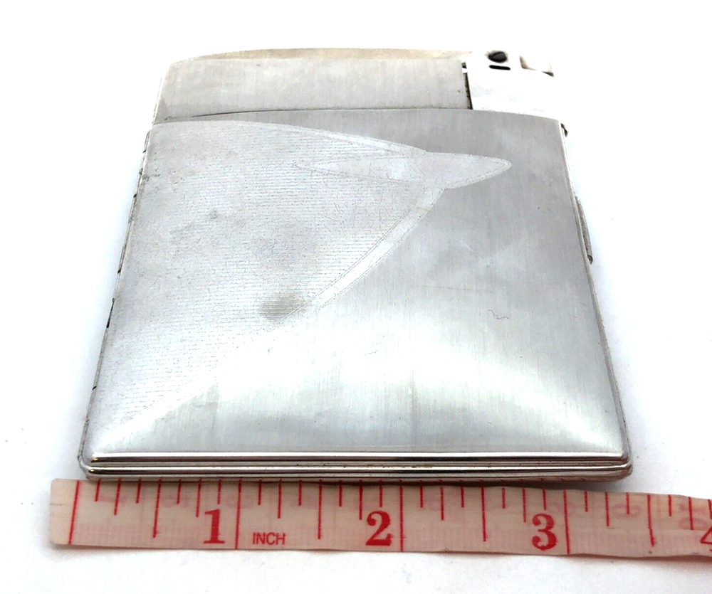 Mid Century Modern Ronson Escort Silver Toned Combo Cigarette Lighter & Case