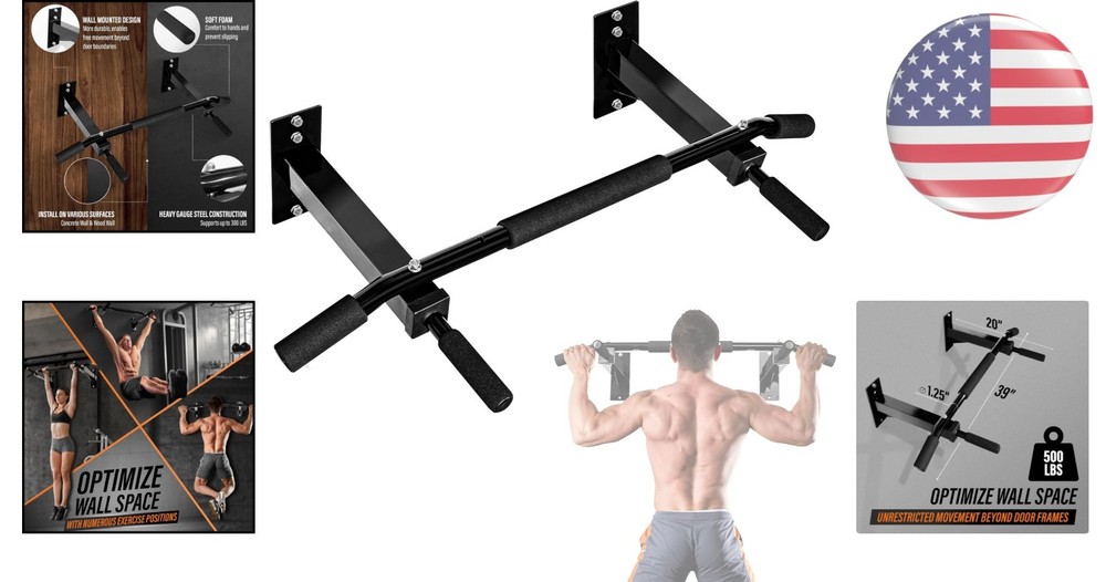 Adjustable Wall-Mounted Pull Up Bar - Strong, Comfortable, Rust-Free Design