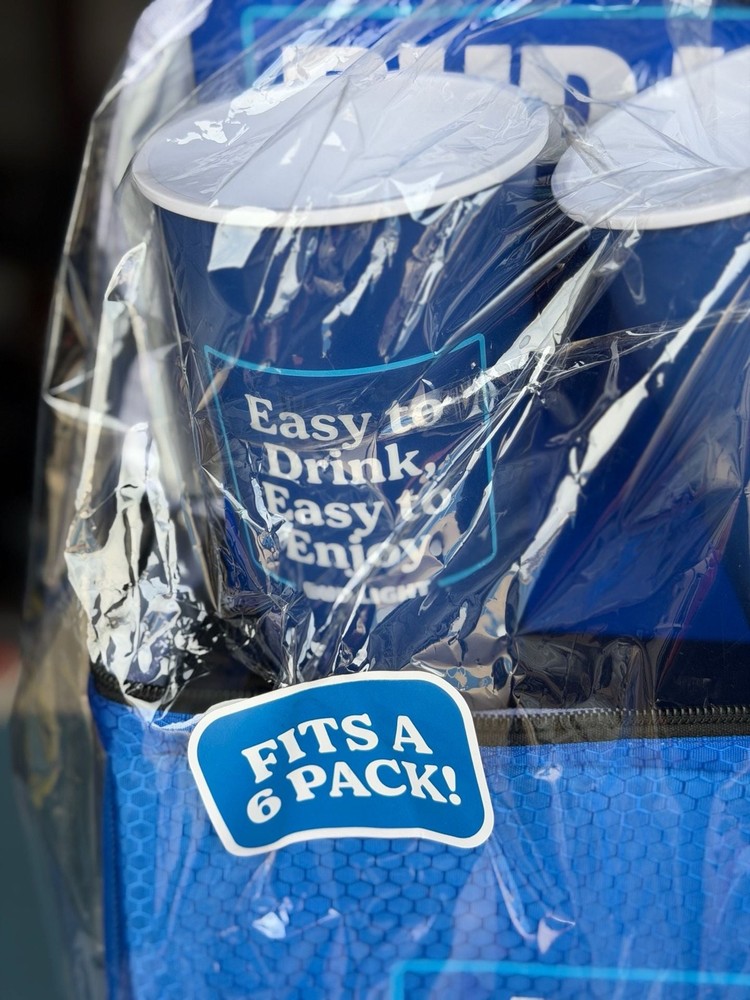 Bud Light 6-Pack Cooler Bag Gift Set with 2 Plastic Cups