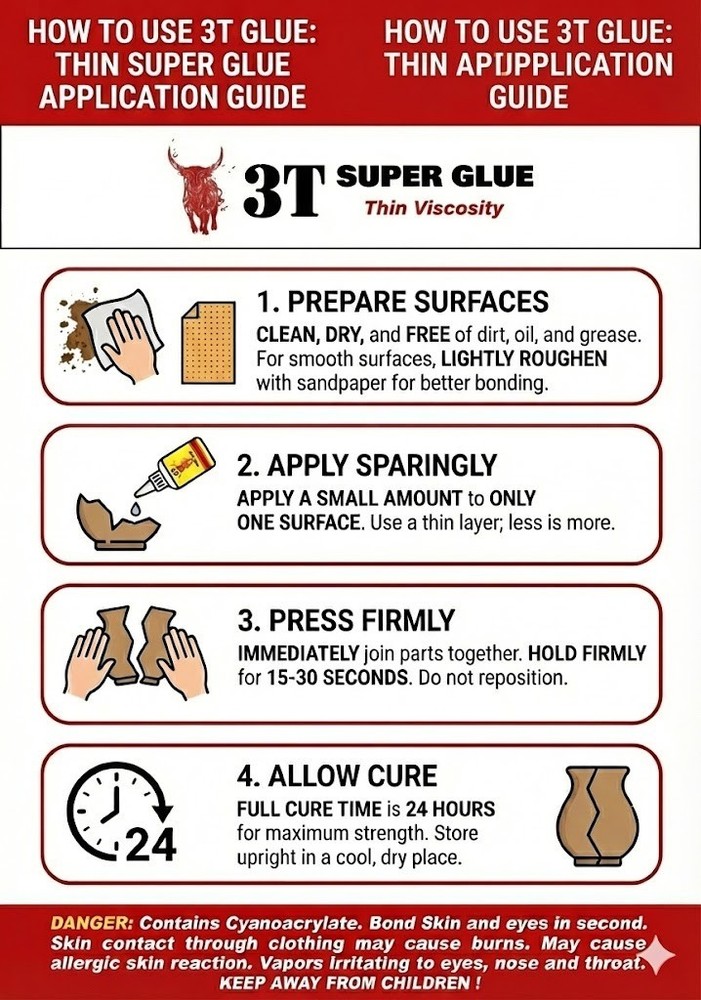  3T Thin ( Low Viscossity) "Super Glue" ( CA Glue) 8 LB 