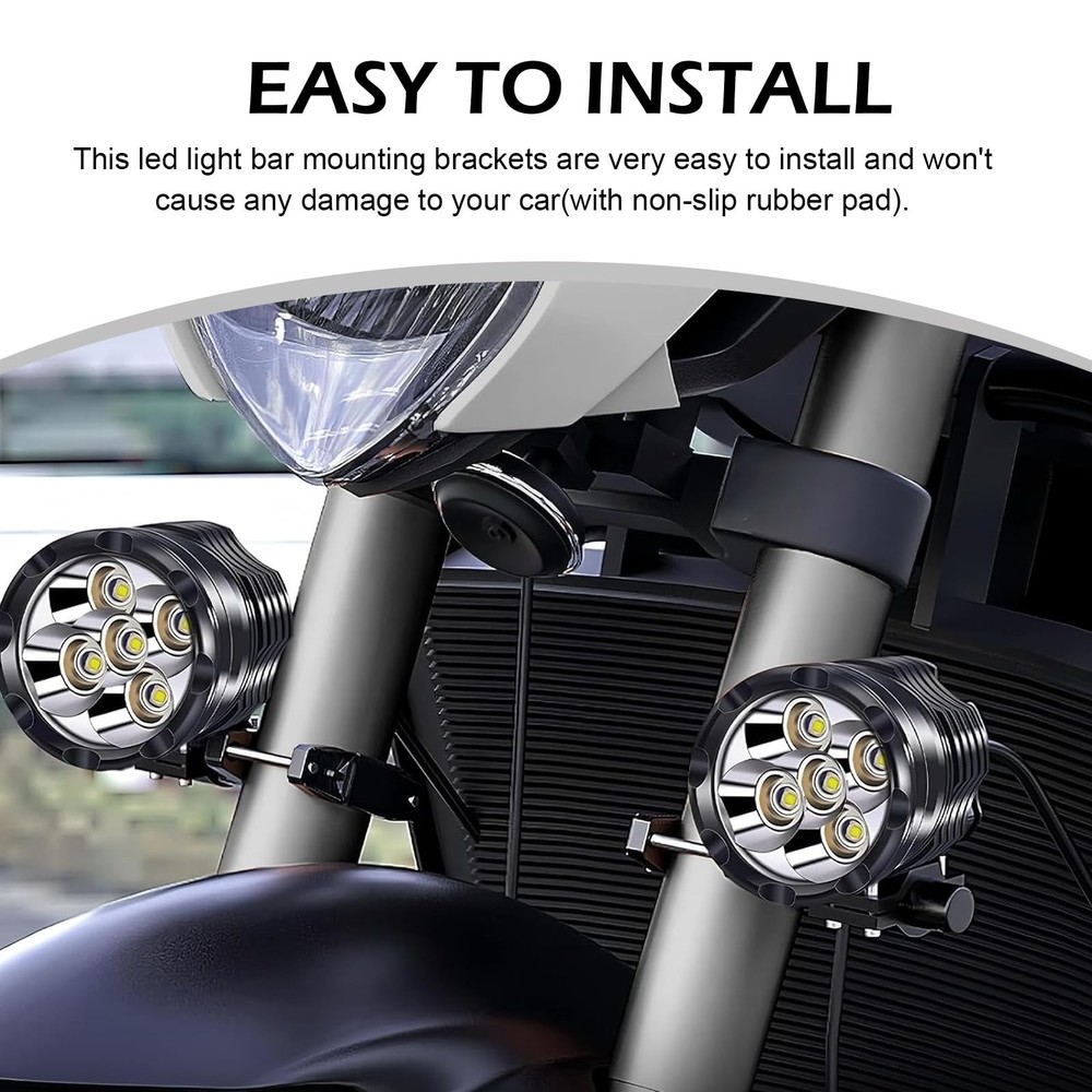 2 PCS Motorcycle Spotlight Mount Brackets, Front Aux Light Fork Mounts, Shock...