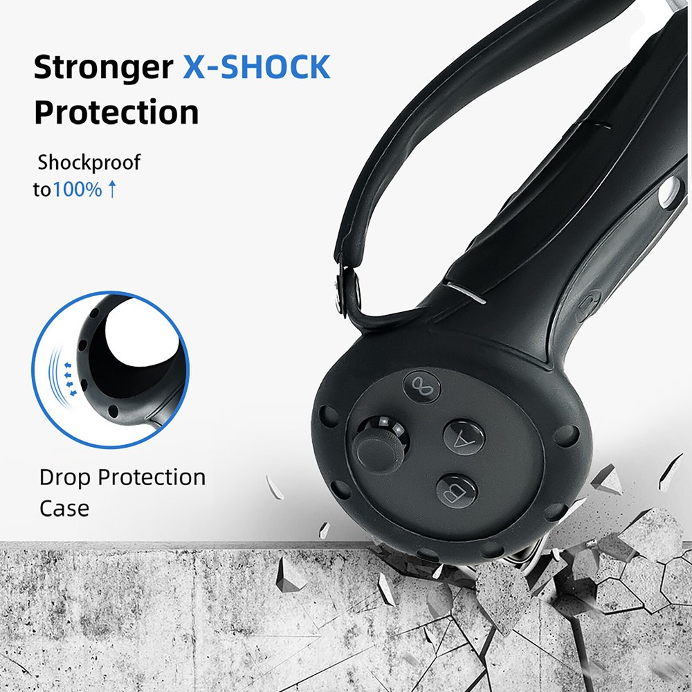 Extended Controller Grip Protective Cover Skin with Adjustable Strap for Quest 3